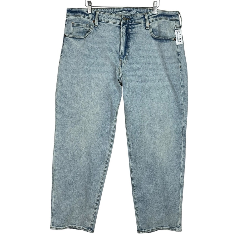 Old Navy Baggy Straight Jeans Womens 18 High Rise Light Wash Y2K Loose NWT